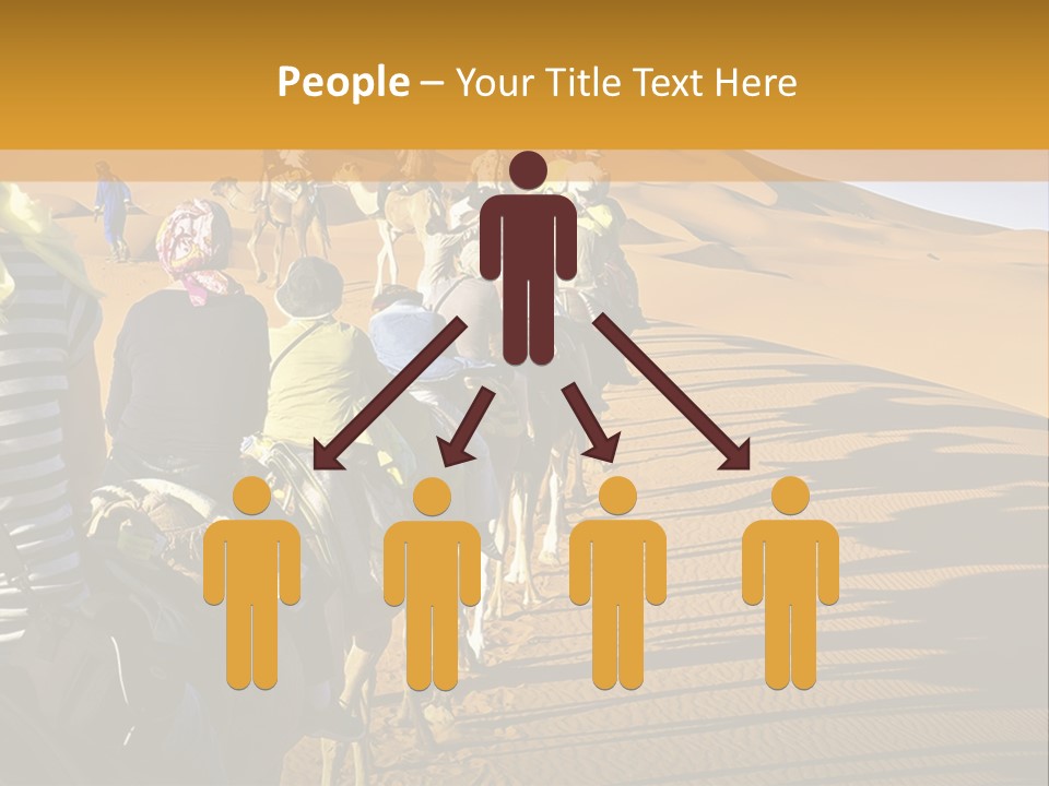 A Group Of People Riding Camels In The Desert PowerPoint Template
