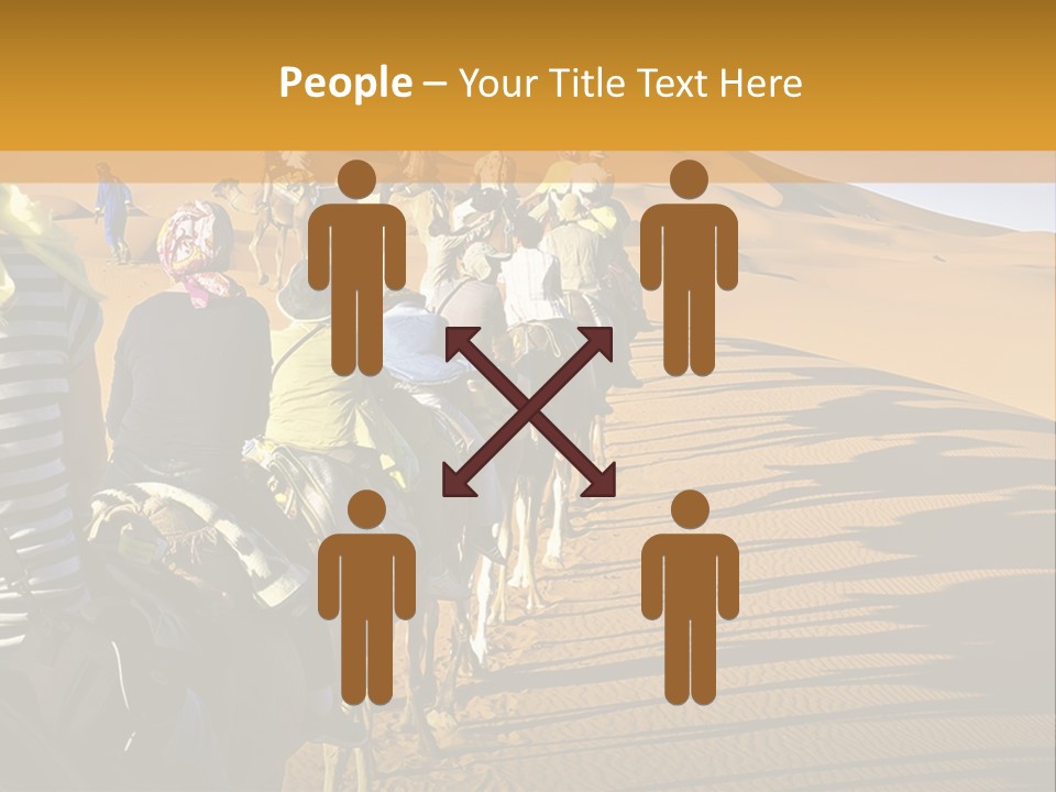 A Group Of People Riding Camels In The Desert PowerPoint Template