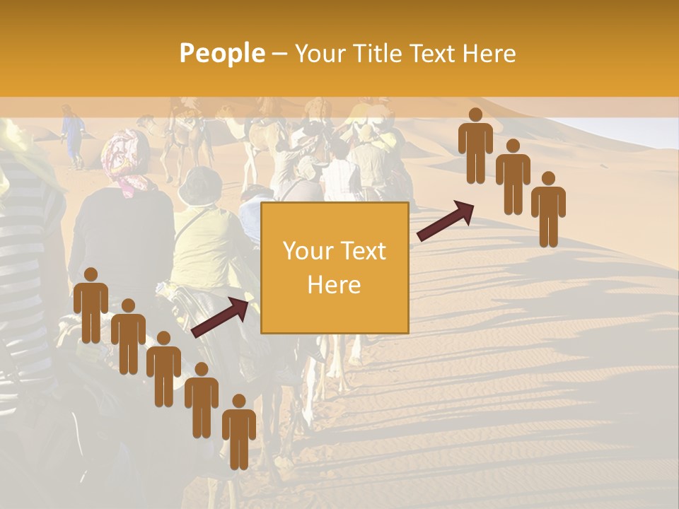 A Group Of People Riding Camels In The Desert PowerPoint Template