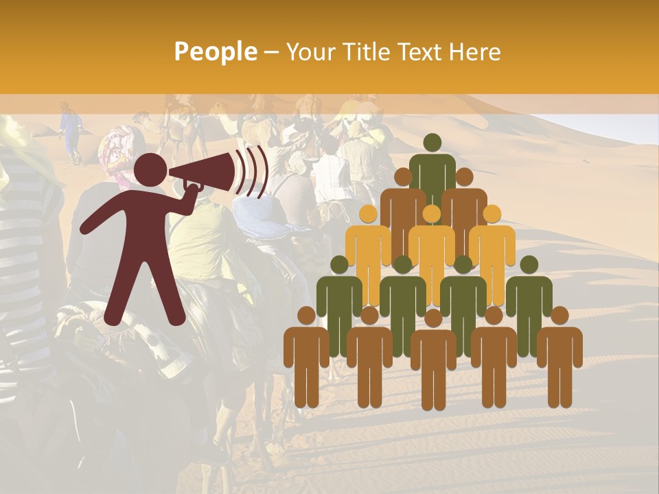 A Group Of People Riding Camels In The Desert PowerPoint Template