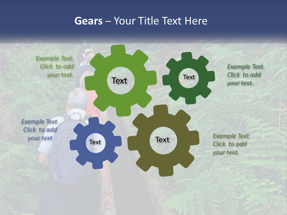 A Group Of People Walking Down A Path In The Woods PowerPoint Template