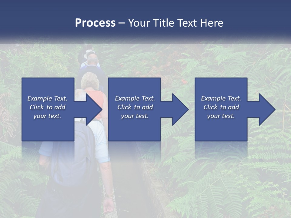 A Group Of People Walking Down A Path In The Woods PowerPoint Template