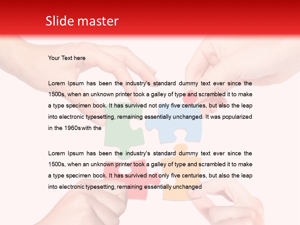 A Group Of People Putting Pieces Of A Puzzle Together PowerPoint Template