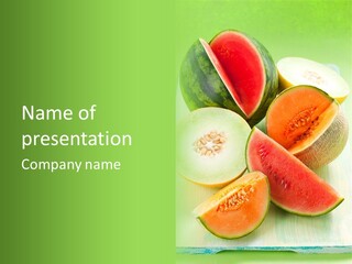 A Bunch Of Watermelon Slices On A Cutting Board PowerPoint Template