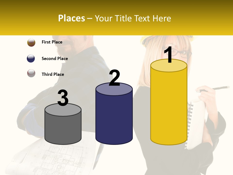 A Man And A Woman In Hardhats Holding A Clipboard PowerPoint Template