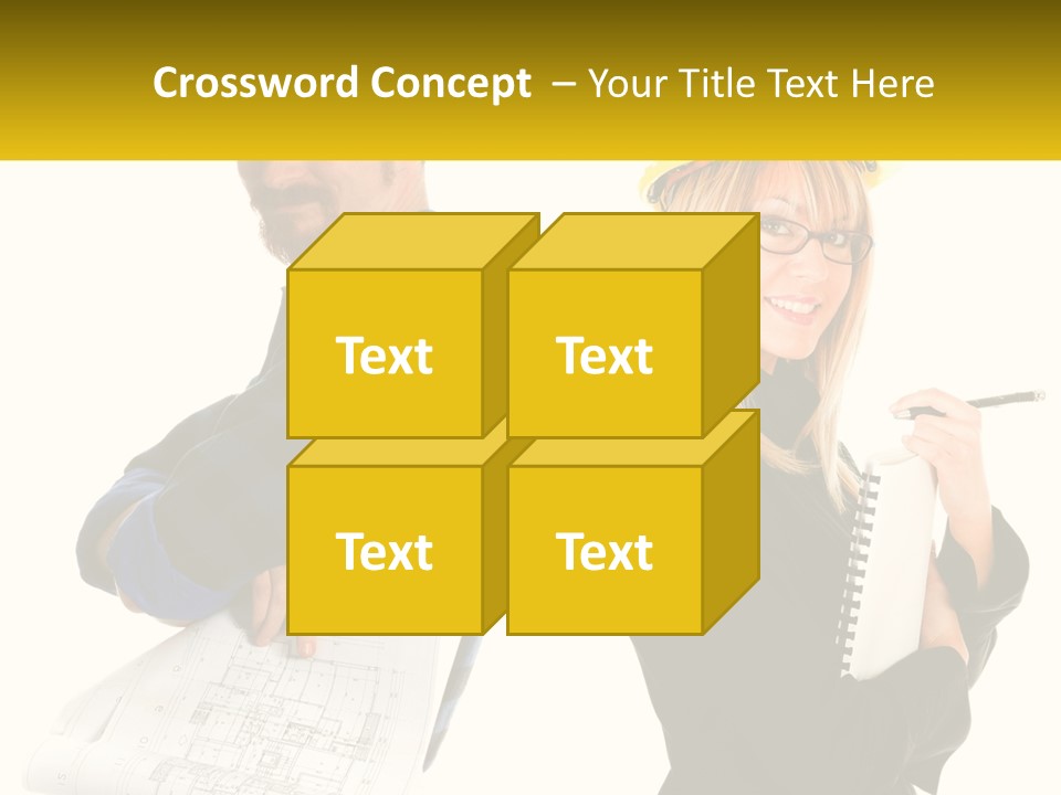 A Man And A Woman In Hardhats Holding A Clipboard PowerPoint Template