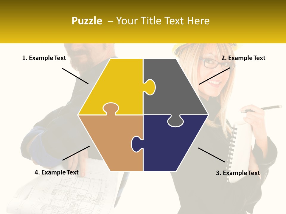 A Man And A Woman In Hardhats Holding A Clipboard PowerPoint Template