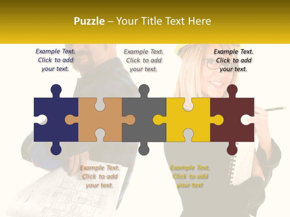 A Man And A Woman In Hardhats Holding A Clipboard PowerPoint Template