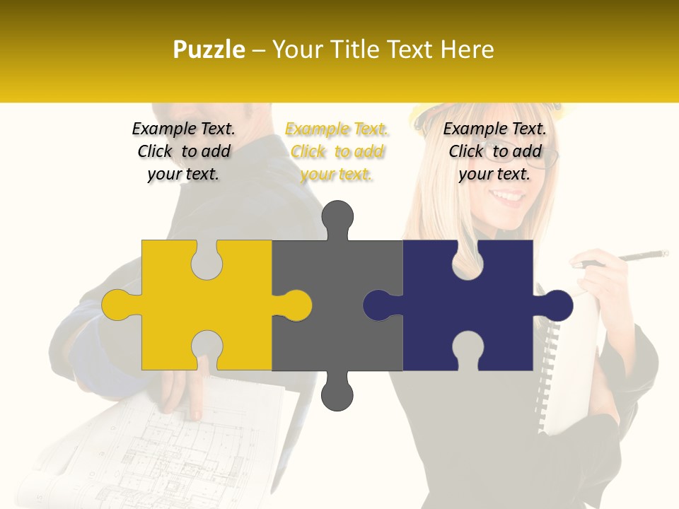 A Man And A Woman In Hardhats Holding A Clipboard PowerPoint Template