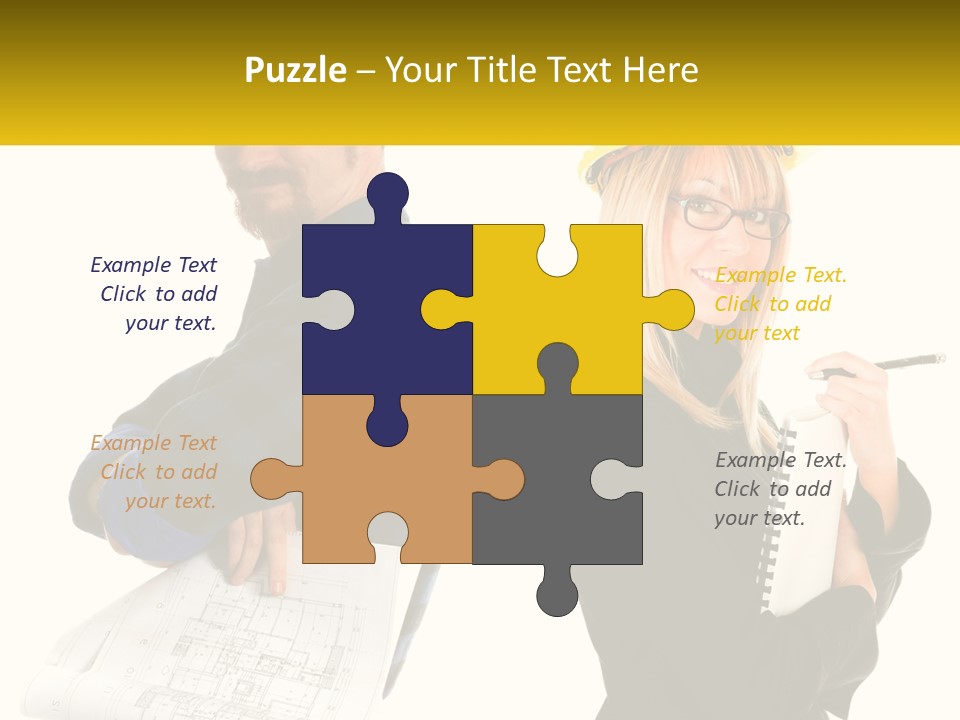 A Man And A Woman In Hardhats Holding A Clipboard PowerPoint Template