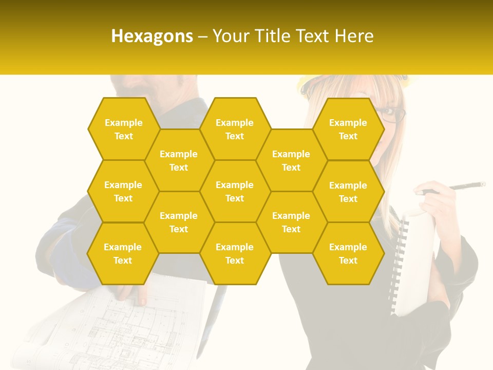 A Man And A Woman In Hardhats Holding A Clipboard PowerPoint Template