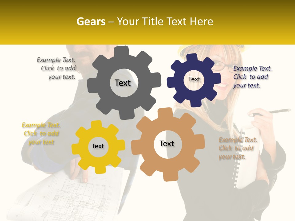 A Man And A Woman In Hardhats Holding A Clipboard PowerPoint Template