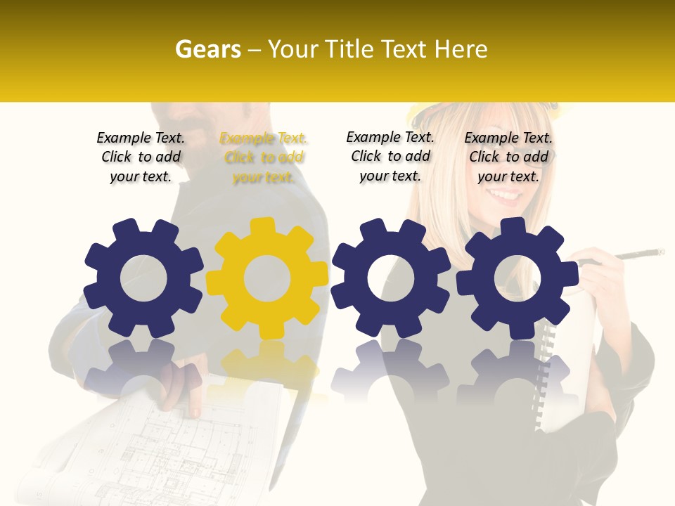 A Man And A Woman In Hardhats Holding A Clipboard PowerPoint Template