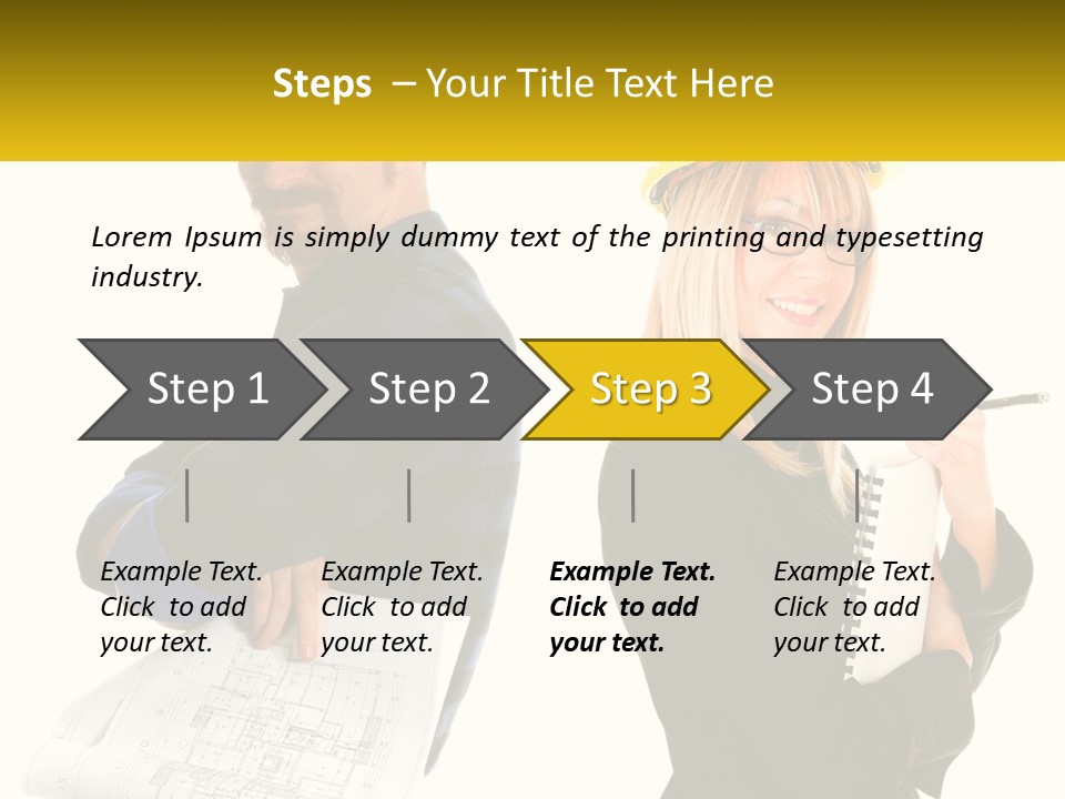 A Man And A Woman In Hardhats Holding A Clipboard PowerPoint Template