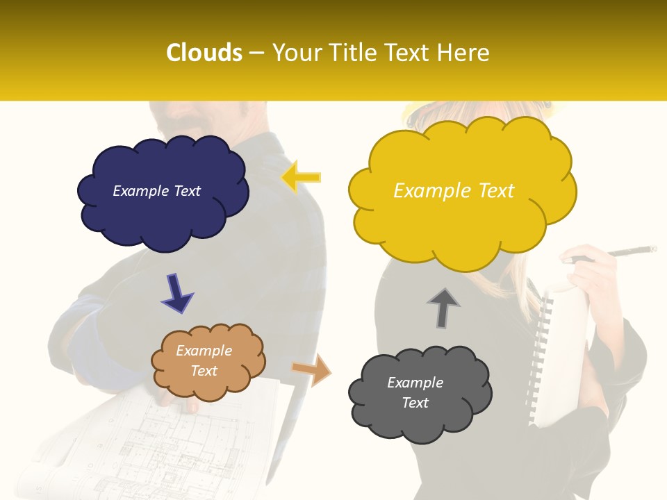 A Man And A Woman In Hardhats Holding A Clipboard PowerPoint Template