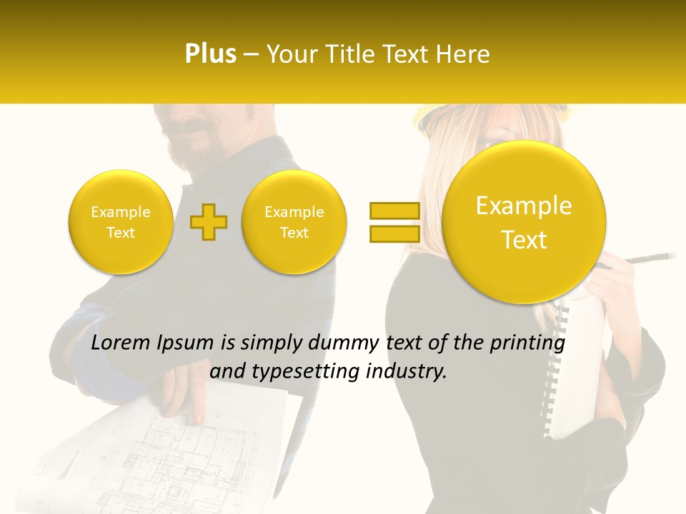 A Man And A Woman In Hardhats Holding A Clipboard PowerPoint Template
