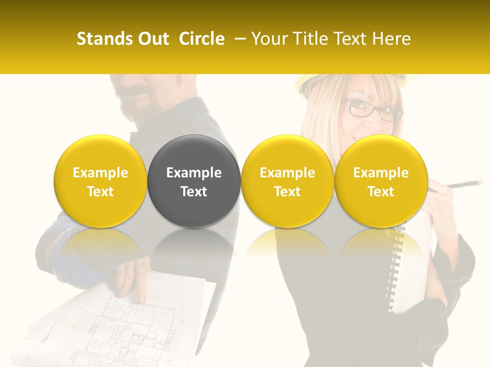 A Man And A Woman In Hardhats Holding A Clipboard PowerPoint Template