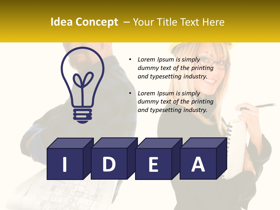 A Man And A Woman In Hardhats Holding A Clipboard PowerPoint Template