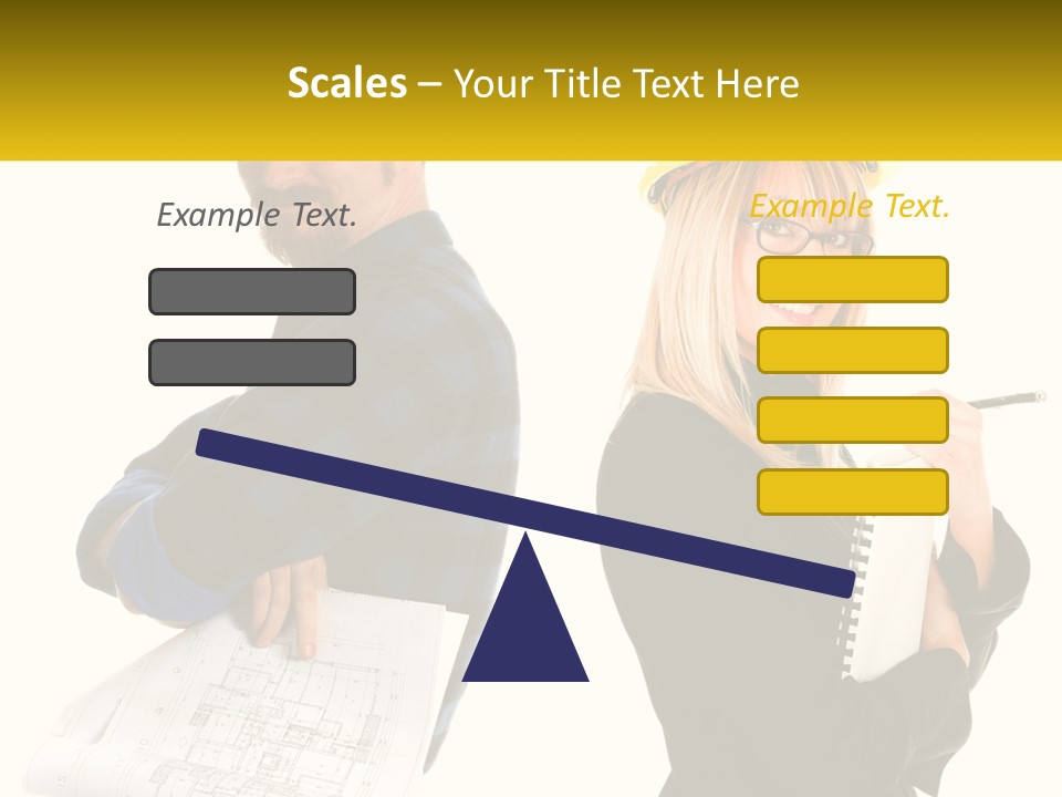 A Man And A Woman In Hardhats Holding A Clipboard PowerPoint Template