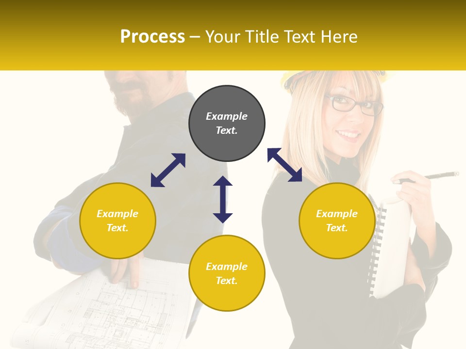 A Man And A Woman In Hardhats Holding A Clipboard PowerPoint Template