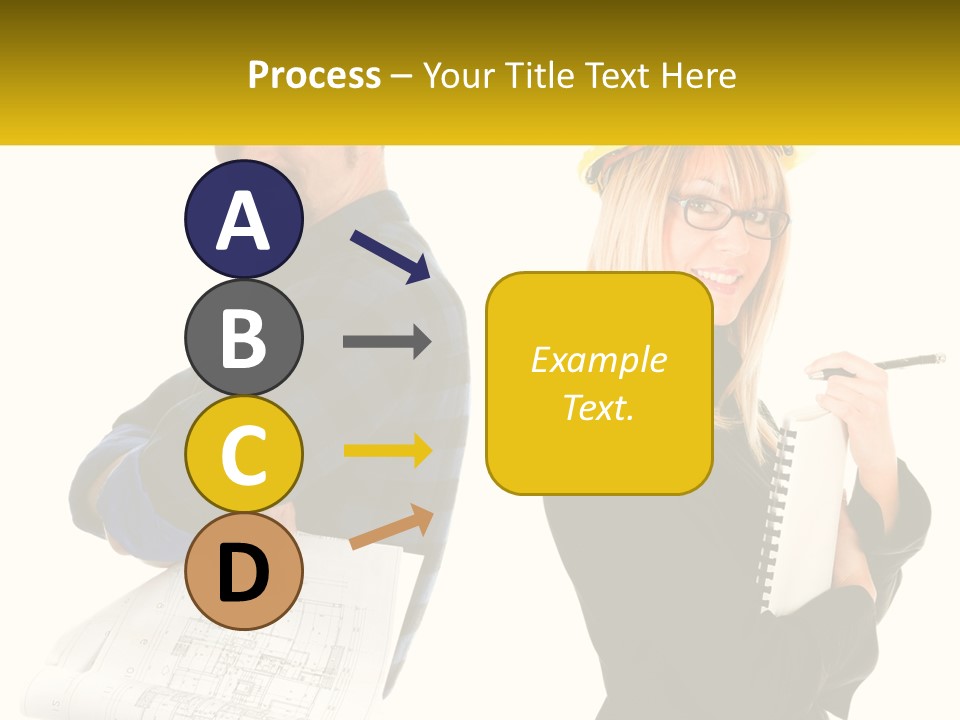 A Man And A Woman In Hardhats Holding A Clipboard PowerPoint Template