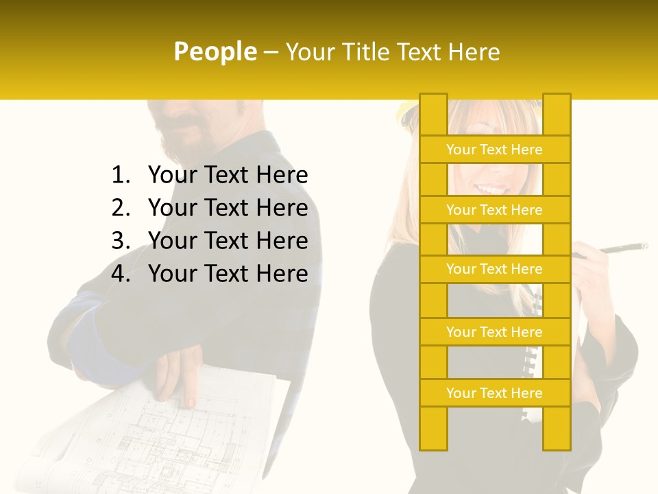 A Man And A Woman In Hardhats Holding A Clipboard PowerPoint Template
