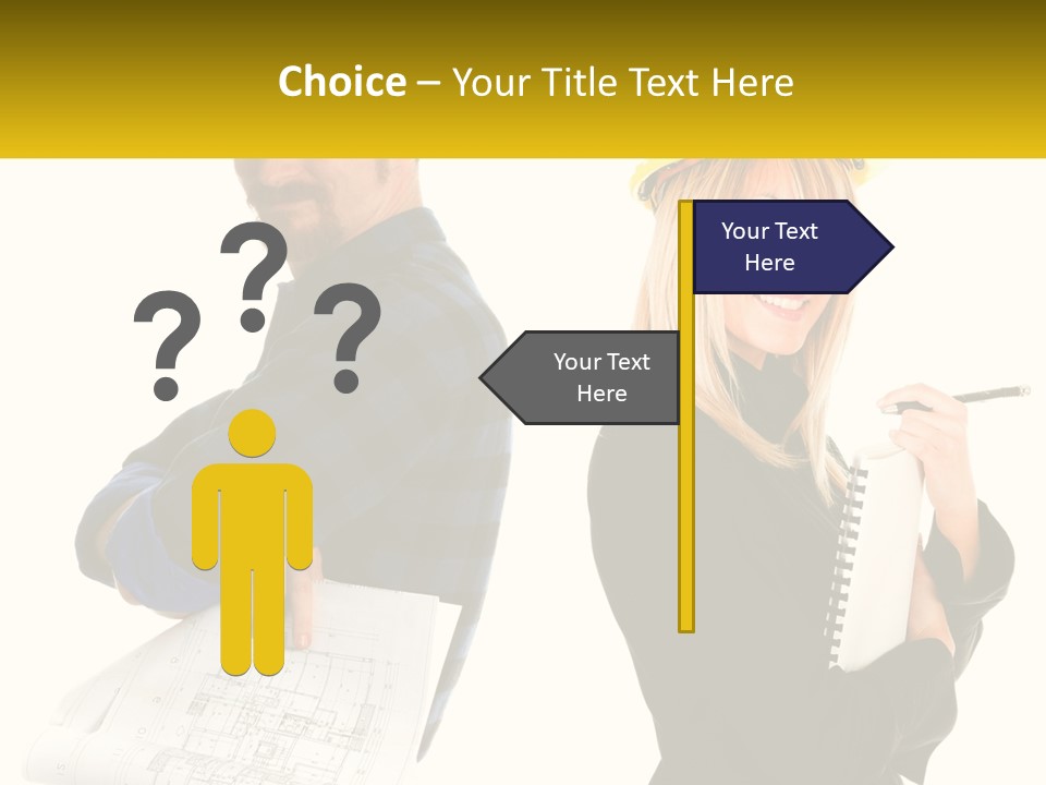 A Man And A Woman In Hardhats Holding A Clipboard PowerPoint Template