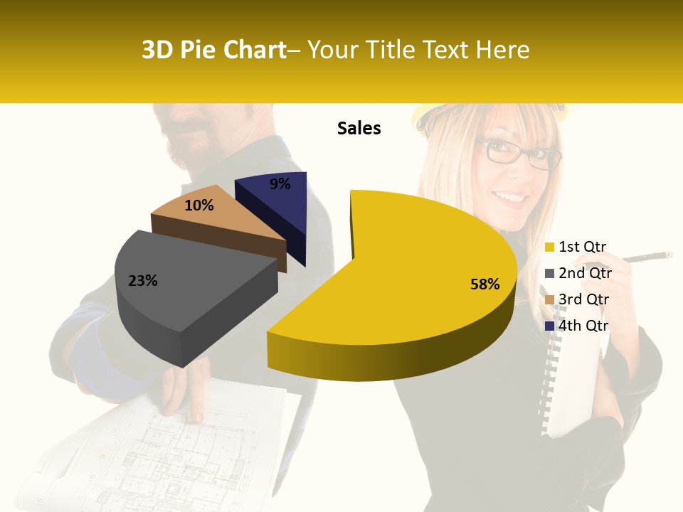 A Man And A Woman In Hardhats Holding A Clipboard PowerPoint Template