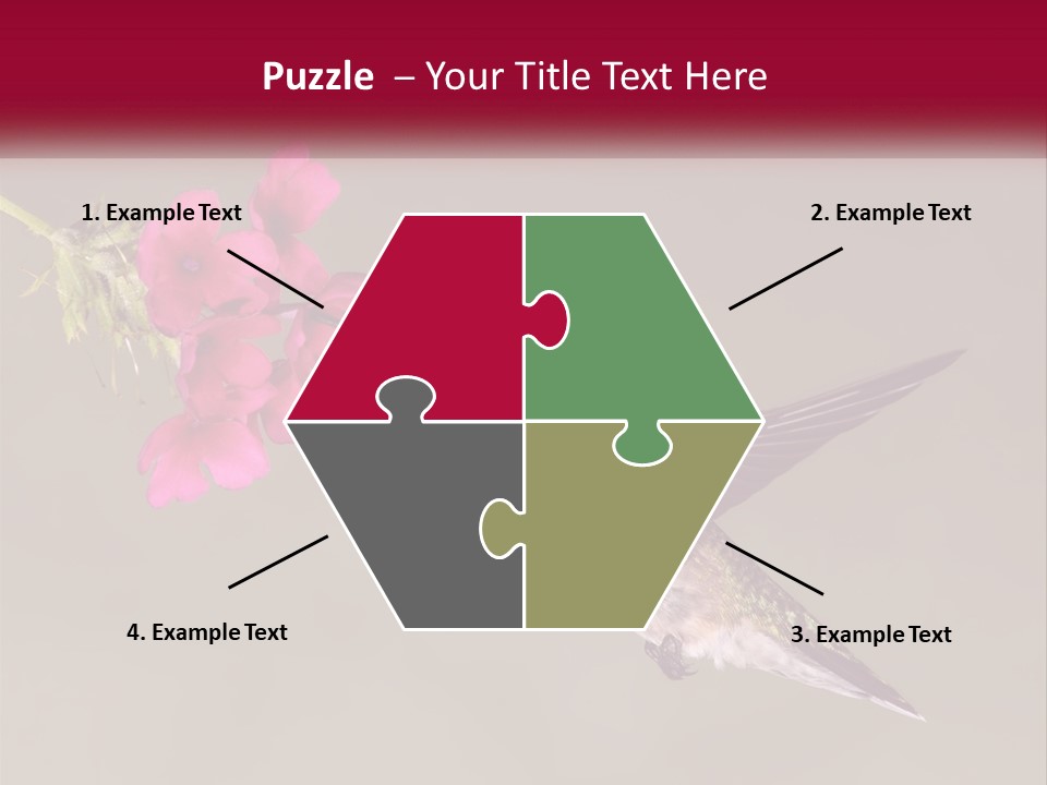 A Hummingbird In Flight With A Pink Flower In Its Beak PowerPoint Template