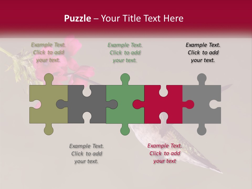 A Hummingbird In Flight With A Pink Flower In Its Beak PowerPoint Template