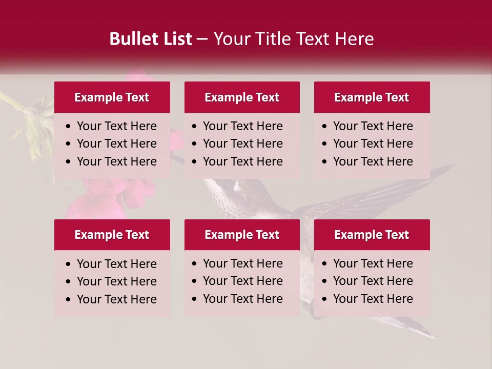 A Hummingbird In Flight With A Pink Flower In Its Beak PowerPoint Template