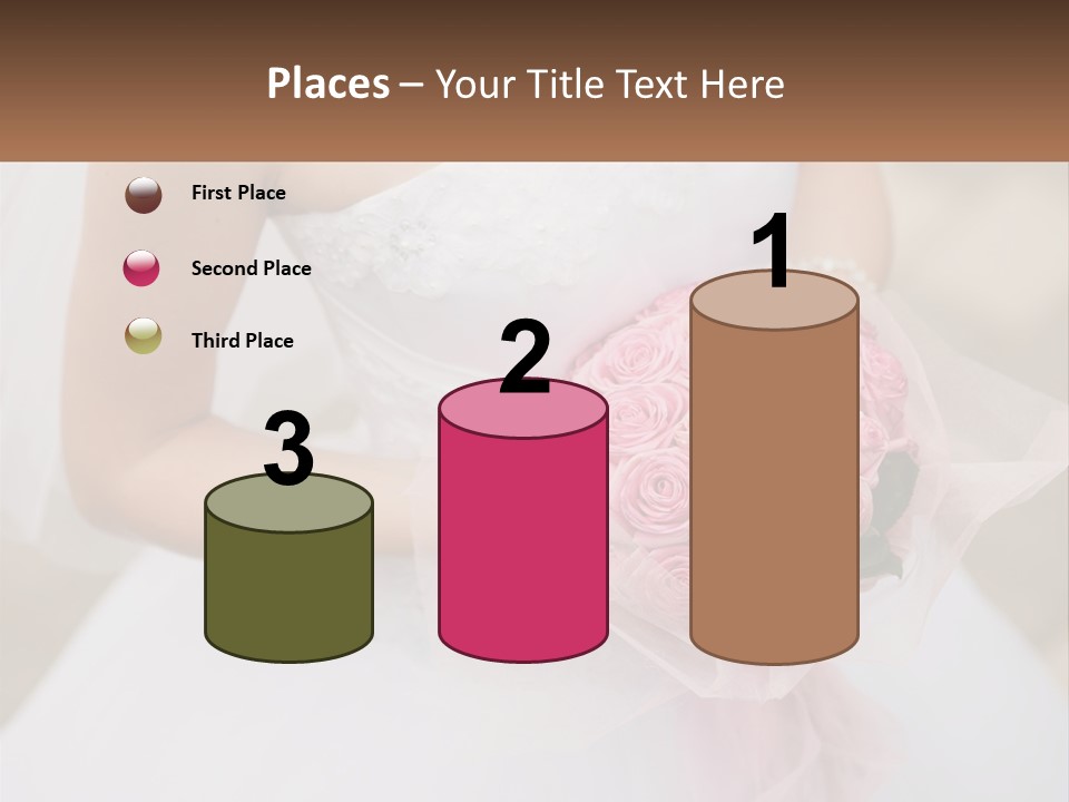 A Woman In A Wedding Dress Holding A Bouquet Of Pink Roses PowerPoint Template