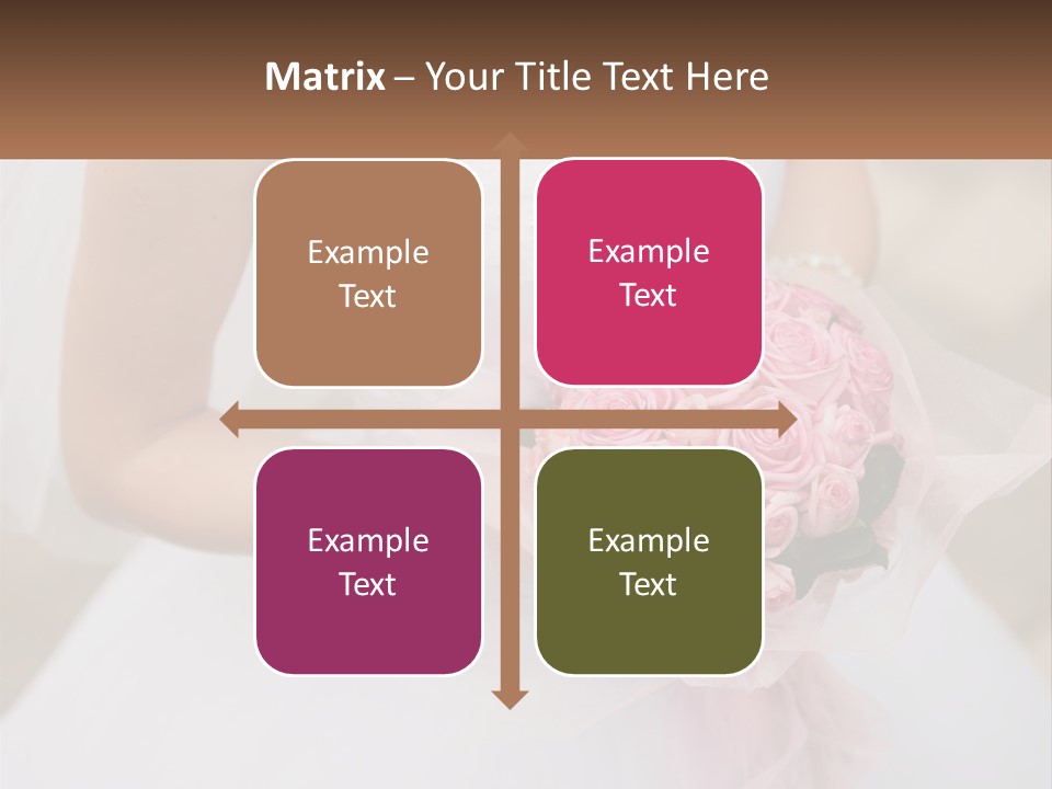 A Woman In A Wedding Dress Holding A Bouquet Of Pink Roses PowerPoint Template