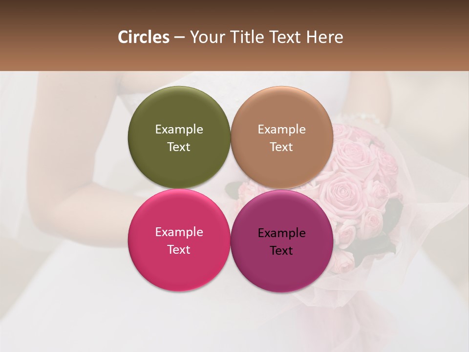 A Woman In A Wedding Dress Holding A Bouquet Of Pink Roses PowerPoint Template