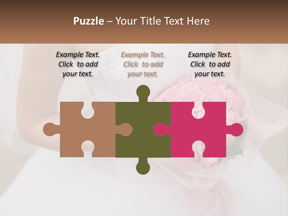 A Woman In A Wedding Dress Holding A Bouquet Of Pink Roses PowerPoint Template