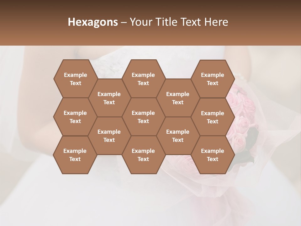 A Woman In A Wedding Dress Holding A Bouquet Of Pink Roses PowerPoint Template