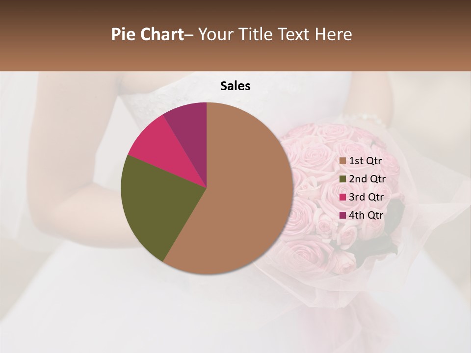A Woman In A Wedding Dress Holding A Bouquet Of Pink Roses PowerPoint Template