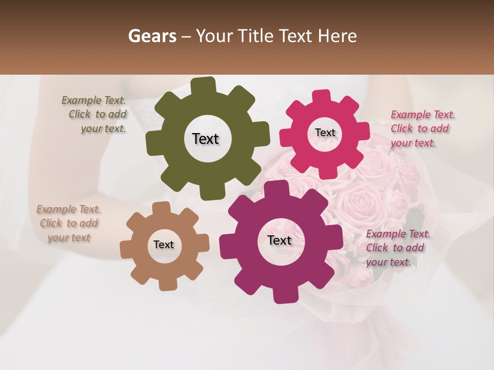 A Woman In A Wedding Dress Holding A Bouquet Of Pink Roses PowerPoint Template