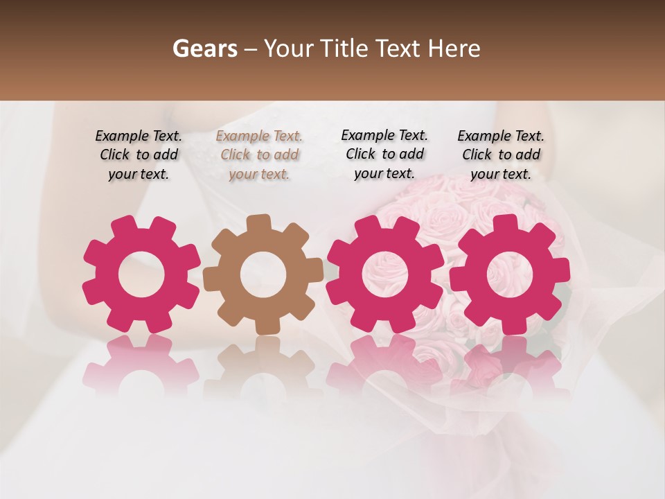 A Woman In A Wedding Dress Holding A Bouquet Of Pink Roses PowerPoint Template