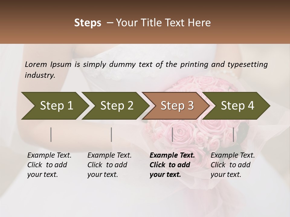 A Woman In A Wedding Dress Holding A Bouquet Of Pink Roses PowerPoint Template