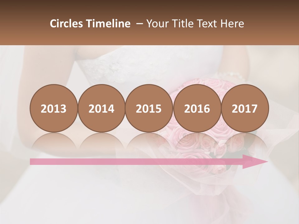 A Woman In A Wedding Dress Holding A Bouquet Of Pink Roses PowerPoint Template