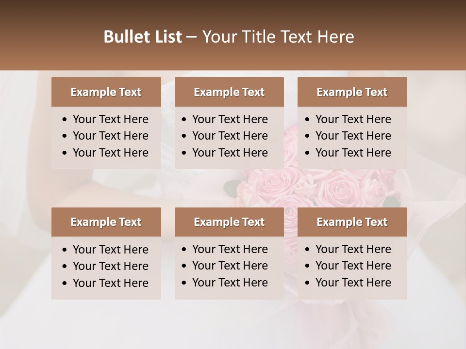 A Woman In A Wedding Dress Holding A Bouquet Of Pink Roses PowerPoint Template