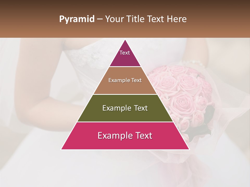 A Woman In A Wedding Dress Holding A Bouquet Of Pink Roses PowerPoint Template