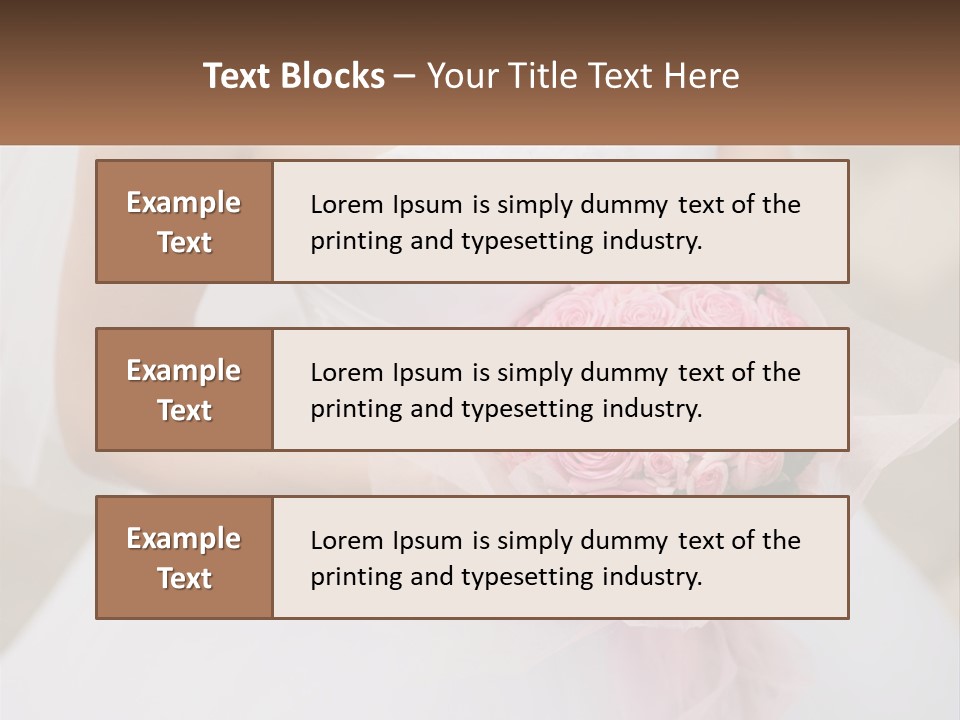 A Woman In A Wedding Dress Holding A Bouquet Of Pink Roses PowerPoint Template