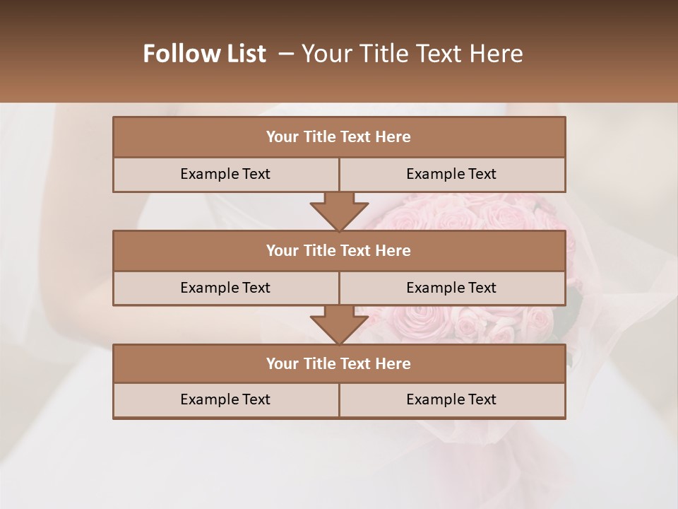 A Woman In A Wedding Dress Holding A Bouquet Of Pink Roses PowerPoint Template