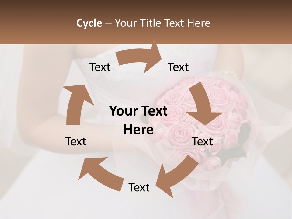 A Woman In A Wedding Dress Holding A Bouquet Of Pink Roses PowerPoint Template