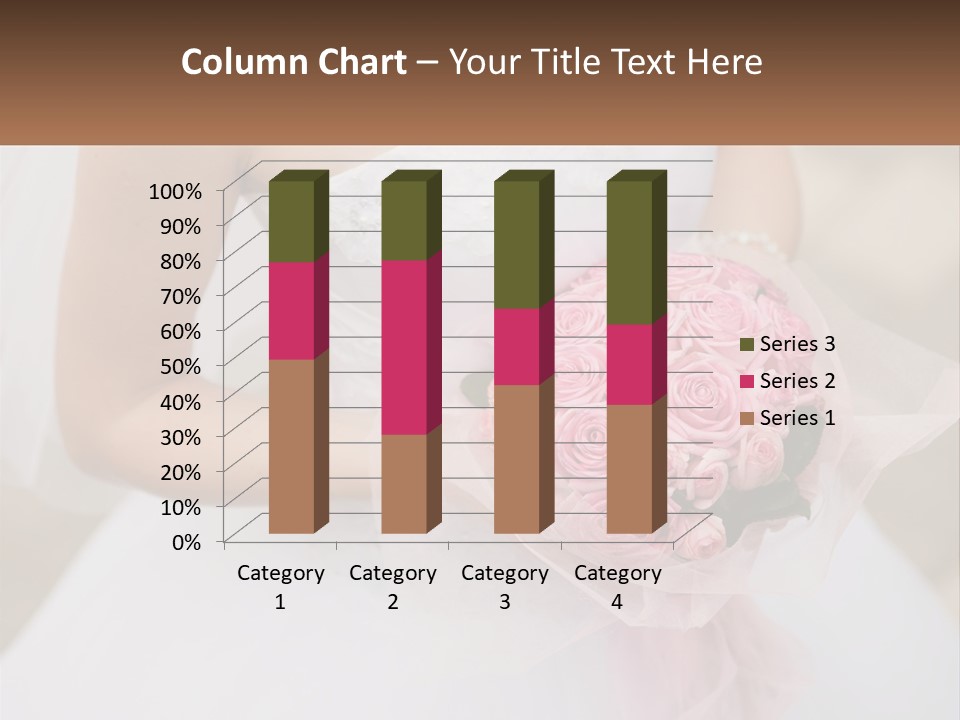 A Woman In A Wedding Dress Holding A Bouquet Of Pink Roses PowerPoint Template