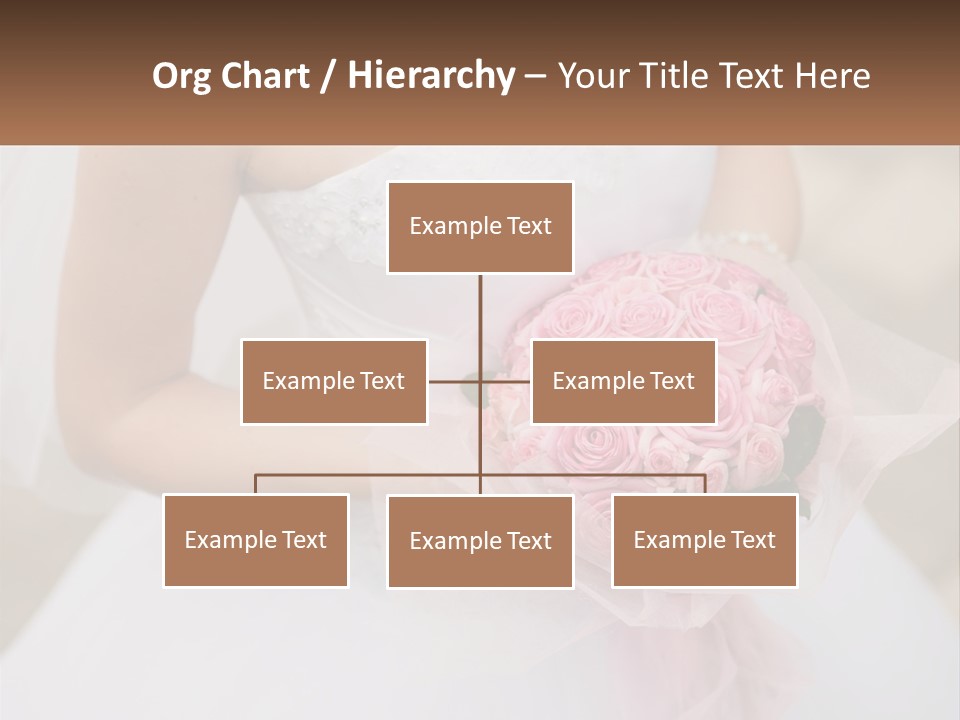 A Woman In A Wedding Dress Holding A Bouquet Of Pink Roses PowerPoint Template