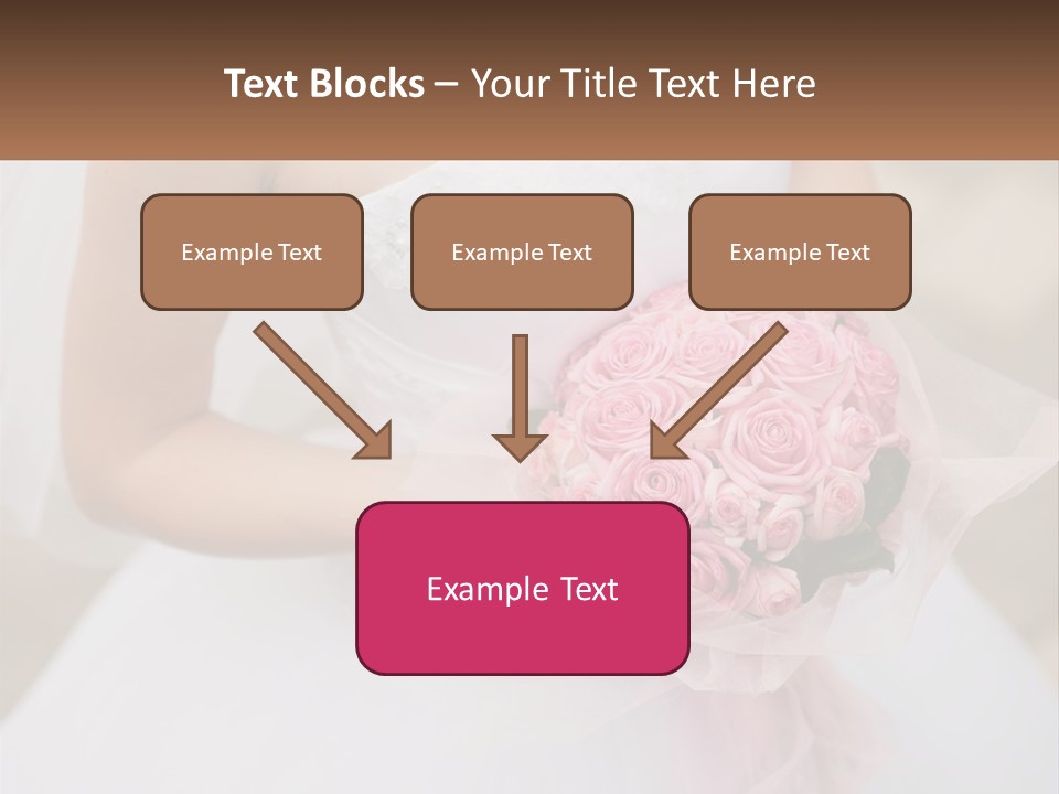 A Woman In A Wedding Dress Holding A Bouquet Of Pink Roses PowerPoint Template