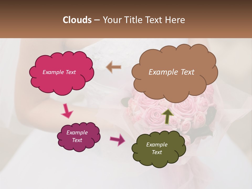 A Woman In A Wedding Dress Holding A Bouquet Of Pink Roses PowerPoint Template